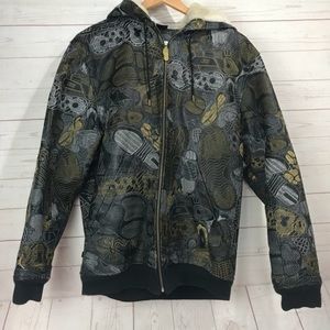 Nike air jordan mj footprint leather hoodie jacket